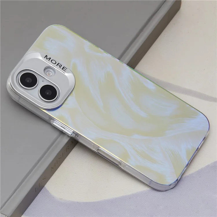 For iPhone 16 Plus Case Silicone+PC IMD Laser Texture Matte Phone Cover