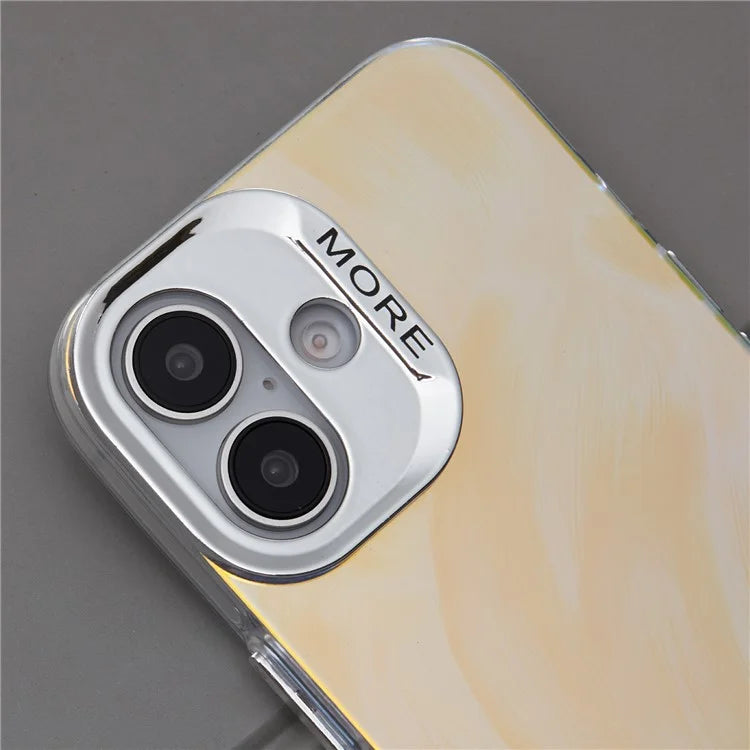 For iPhone 16 Plus Case Silicone+PC IMD Laser Texture Matte Phone Cover