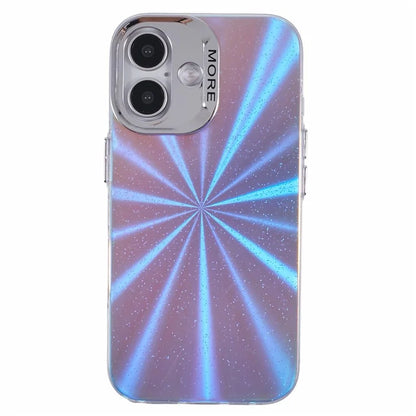 For iPhone 16 Plus Case Silicone+PC IMD Laser Texture Matte Phone Cover