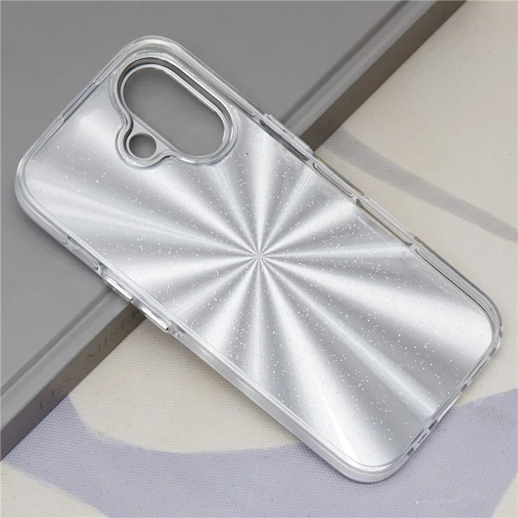 For iPhone 16 Plus Case Silicone+PC IMD Laser Texture Matte Phone Cover