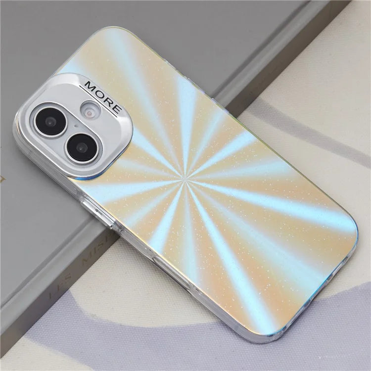 For iPhone 16 Plus Case Silicone+PC IMD Laser Texture Matte Phone Cover