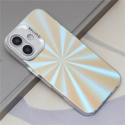 For iPhone 16 Plus Case Silicone+PC IMD Laser Texture Matte Phone Cover