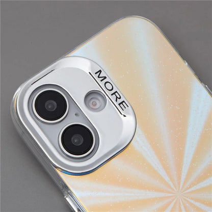 For iPhone 16 Plus Case Silicone+PC IMD Laser Texture Matte Phone Cover