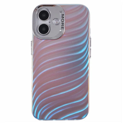 For iPhone 16 Plus Case Silicone+PC IMD Laser Texture Matte Phone Cover