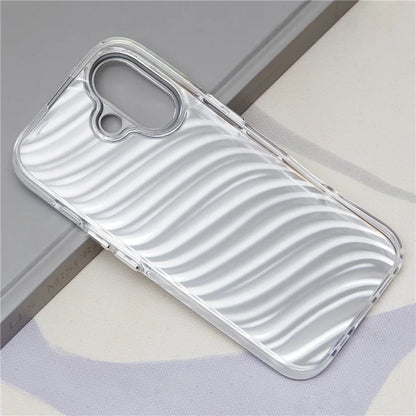 For iPhone 16 Plus Case Silicone+PC IMD Laser Texture Matte Phone Cover