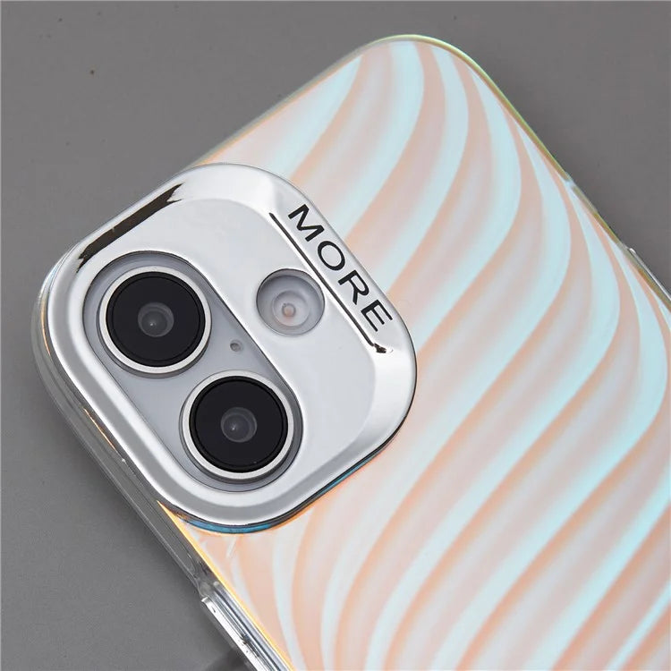 For iPhone 16 Plus Case Silicone+PC IMD Laser Texture Matte Phone Cover