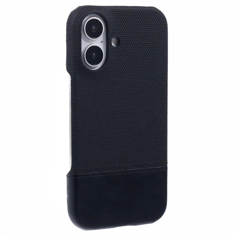 For iPhone 16 Plus Case PU Leather+PC Splicing Anti-Slip Phone Cover