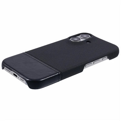 For iPhone 16 Plus Case PU Leather+PC Splicing Anti-Slip Phone Cover