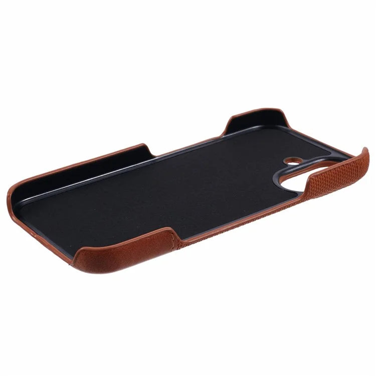 For iPhone 16 Plus Case PU Leather+PC Splicing Anti-Slip Phone Cover