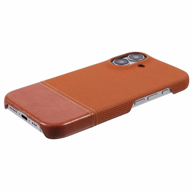 For iPhone 16 Plus Case PU Leather+PC Splicing Anti-Slip Phone Cover