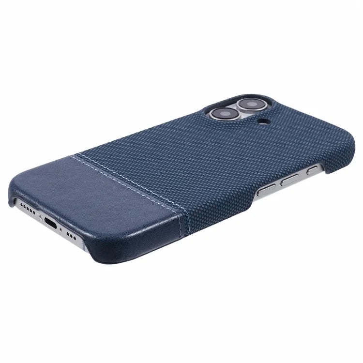 For iPhone 16 Plus Case PU Leather+PC Splicing Anti-Slip Phone Cover