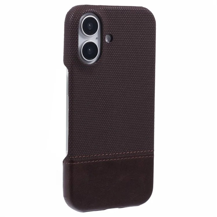 For iPhone 16 Plus Case PU Leather+PC Splicing Anti-Slip Phone Cover