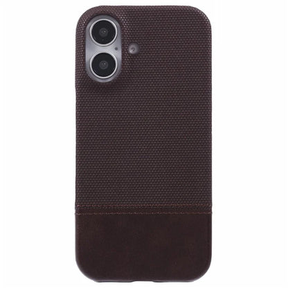 For iPhone 16 Plus Case PU Leather+PC Splicing Anti-Slip Phone Cover