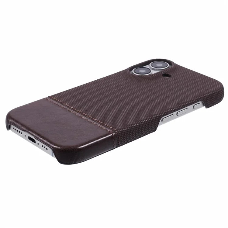 For iPhone 16 Plus Case PU Leather+PC Splicing Anti-Slip Phone Cover