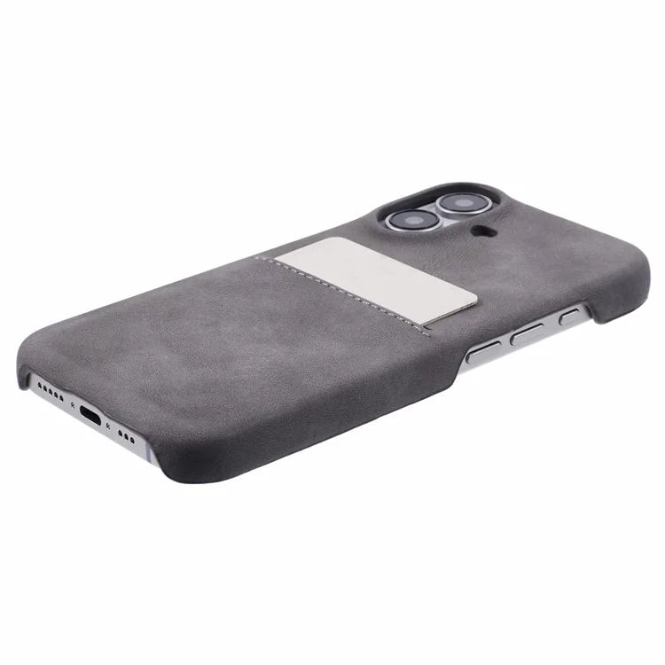 For iPhone 16 Plus Case Skin-Touch Leather+PC Phone Cover with Card Slot