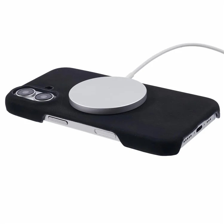 For iPhone 16 Plus Case Compatible with MagSafe Skin-Touch Leather+PC Back Cover