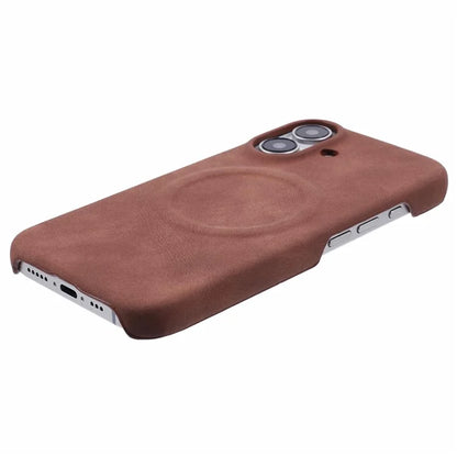 For iPhone 16 Plus Case Compatible with MagSafe Skin-Touch Leather+PC Back Cover