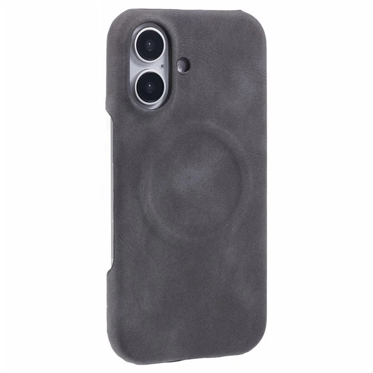 For iPhone 16 Plus Case Compatible with MagSafe Skin-Touch Leather+PC Back Cover