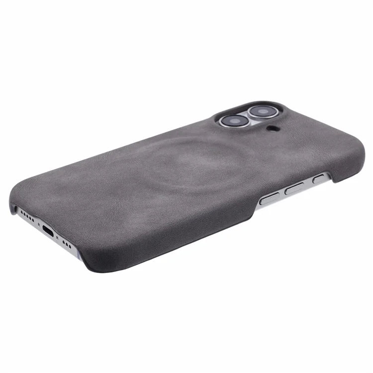 For iPhone 16 Plus Case Compatible with MagSafe Skin-Touch Leather+PC Back Cover