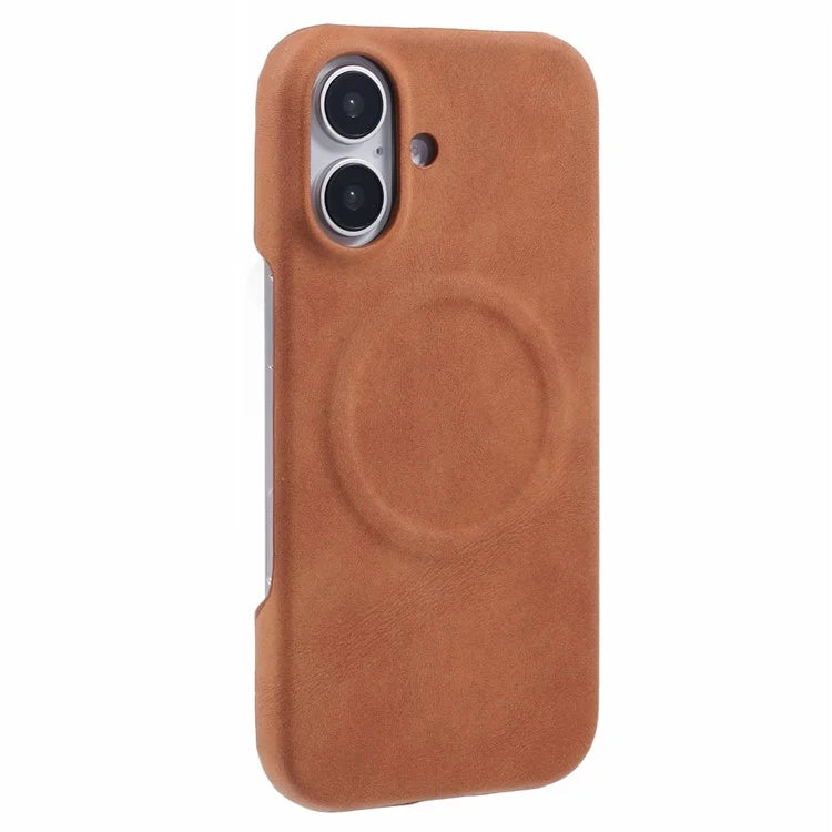 For iPhone 16 Plus Case Compatible with MagSafe Skin-Touch Leather+PC Back Cover