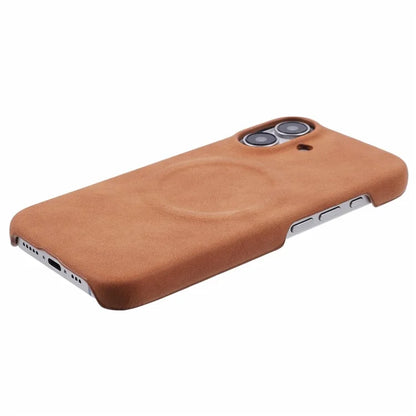 For iPhone 16 Plus Case Compatible with MagSafe Skin-Touch Leather+PC Back Cover