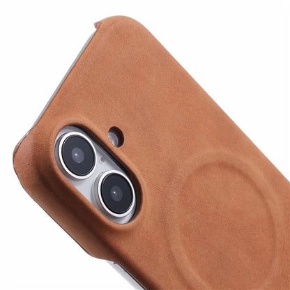 For iPhone 16 Plus Case Compatible with MagSafe Skin-Touch Leather+PC Back Cover