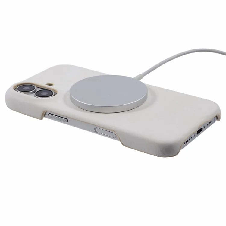 For iPhone 16 Plus Case Compatible with MagSafe Skin-Touch Leather+PC Back Cover