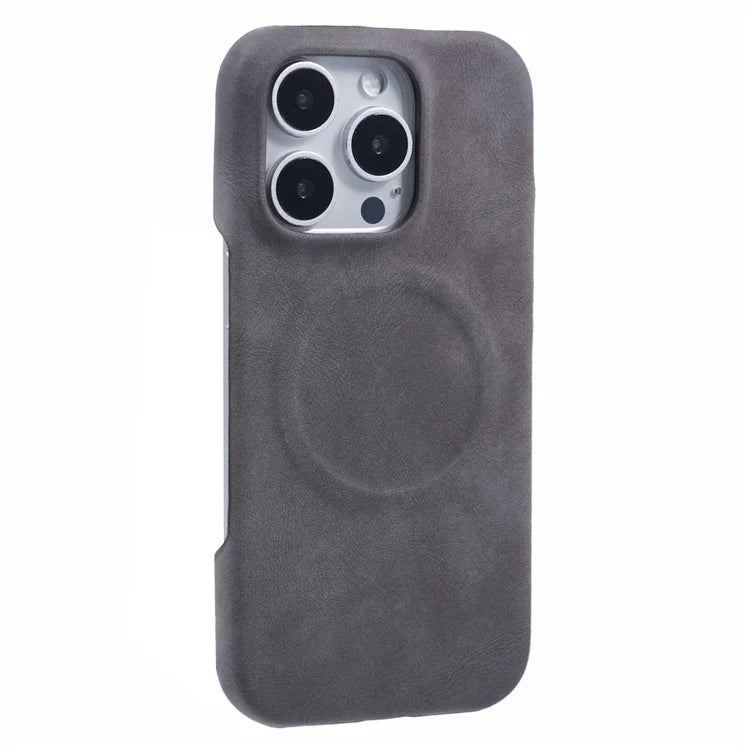 For iPhone 16 Pro Max Case Compatible with MagSafe Skin-Touch Leather+PC Back Cover