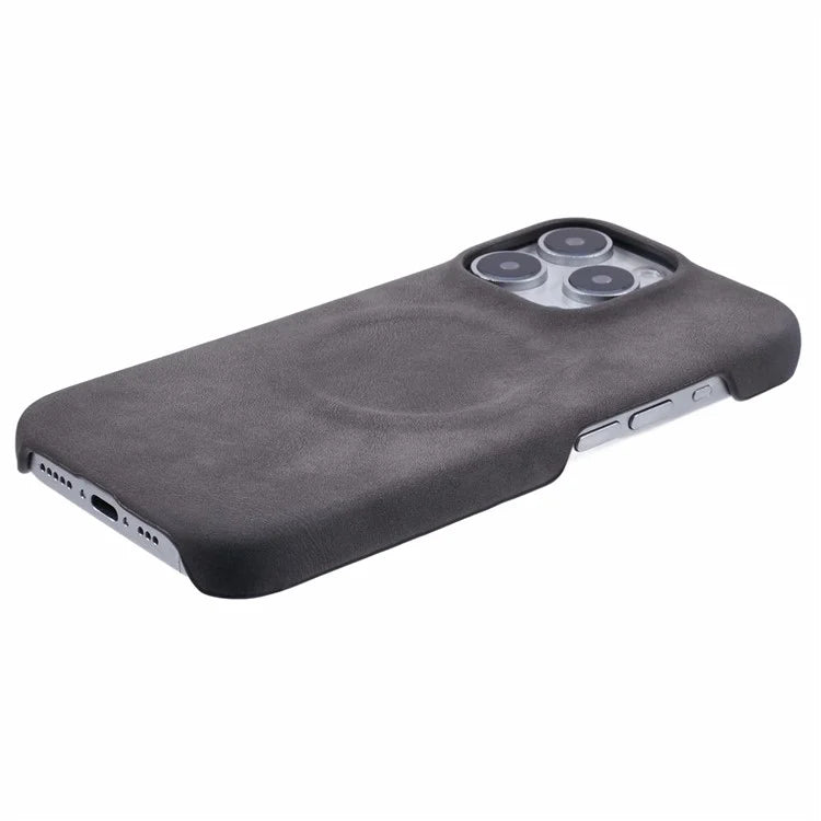 For iPhone 16 Pro Max Case Compatible with MagSafe Skin-Touch Leather+PC Back Cover