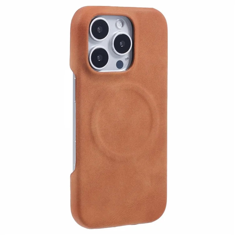 For iPhone 16 Pro Max Case Compatible with MagSafe Skin-Touch Leather+PC Back Cover