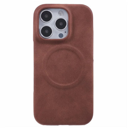 For iPhone 16 Pro Max Case Compatible with MagSafe Skin-Touch Leather+PC Back Cover