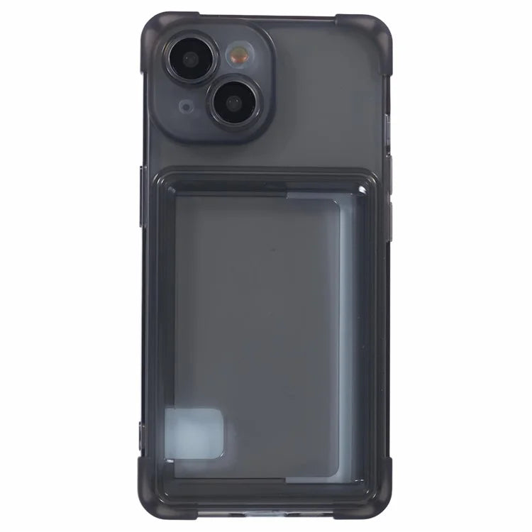 For iPhone 13 TPU Case Reinforced Corners Side Push Card Holder Phone Cover