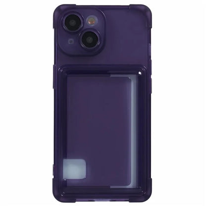 For iPhone 13 TPU Case Reinforced Corners Side Push Card Holder Phone Cover