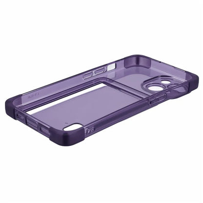 For iPhone 13 TPU Case Reinforced Corners Side Push Card Holder Phone Cover