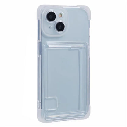 For iPhone 14 TPU Case Reinforced Corners Side Push Card Holder Phone Cover