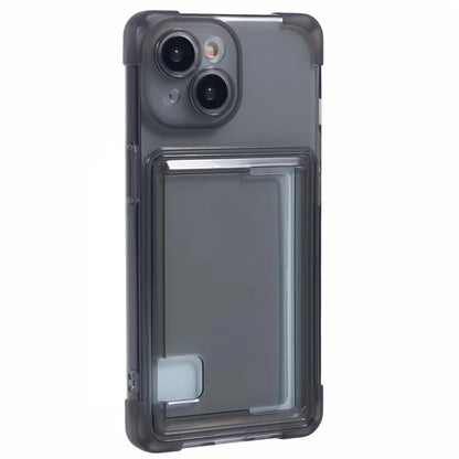 For iPhone 15 Plus TPU Case Reinforced Corners Side Push Card Holder Phone Cover