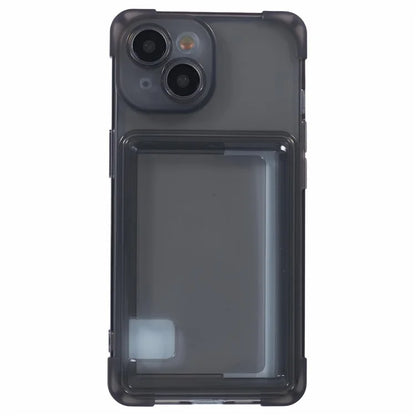 For iPhone 15 Plus TPU Case Reinforced Corners Side Push Card Holder Phone Cover