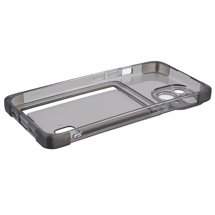 For iPhone 15 Plus TPU Case Reinforced Corners Side Push Card Holder Phone Cover