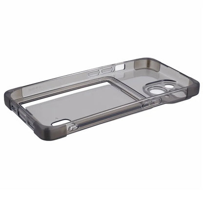 For iPhone 15 Plus TPU Case Reinforced Corners Side Push Card Holder Phone Cover