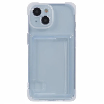 For iPhone 15 Plus TPU Case Reinforced Corners Side Push Card Holder Phone Cover
