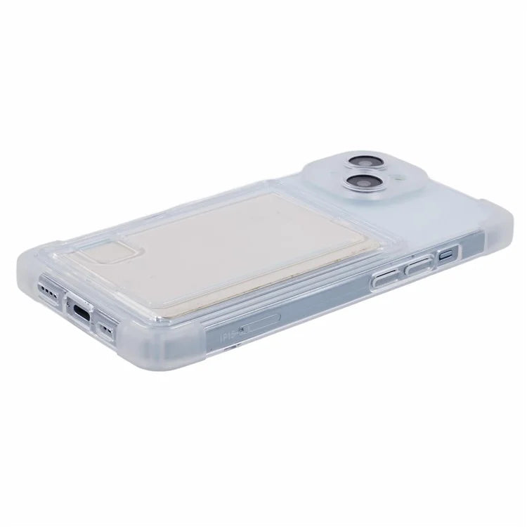 For iPhone 15 Plus TPU Case Reinforced Corners Side Push Card Holder Phone Cover
