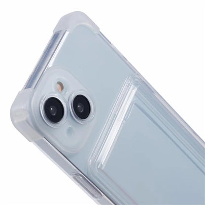 For iPhone 15 Plus TPU Case Reinforced Corners Side Push Card Holder Phone Cover