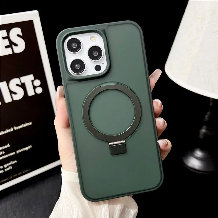For iPhone 15 Pro Max Case Compatible with MagSafe Skin-Touch TPU+PC Kickstand Phone Cover