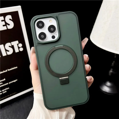 For iPhone 15 Pro Max Case Compatible with MagSafe Skin-Touch TPU+PC Kickstand Phone Cover
