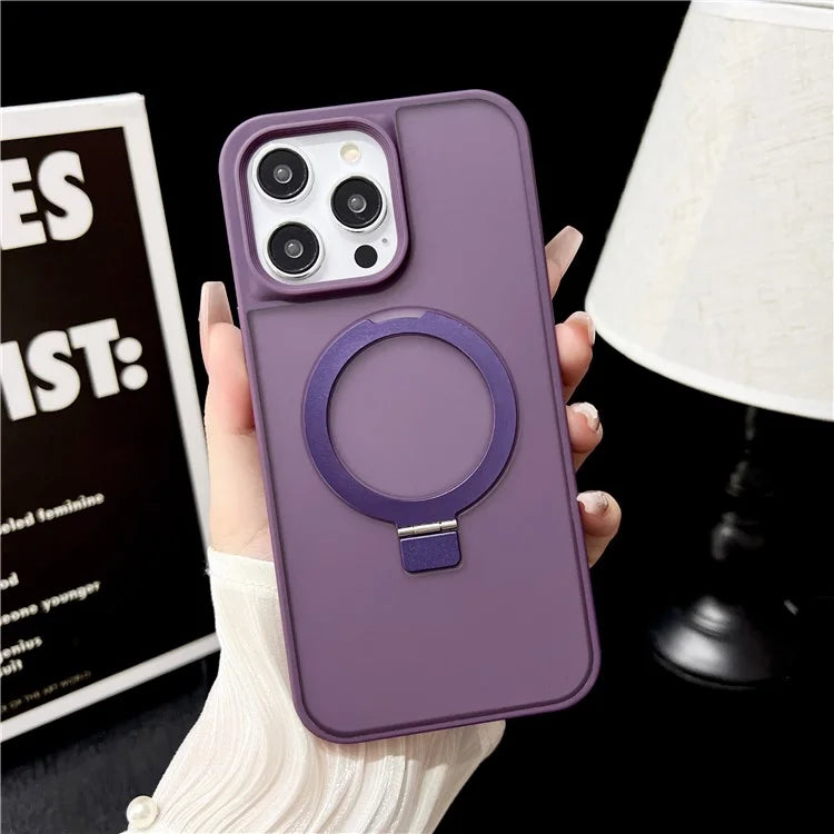 For iPhone 15 Pro Max Case Compatible with MagSafe Skin-Touch TPU+PC Kickstand Phone Cover