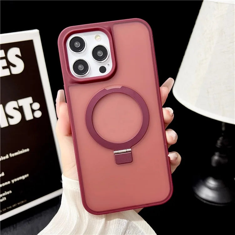 For iPhone 15 Pro Max Case Compatible with MagSafe Skin-Touch TPU+PC Kickstand Phone Cover