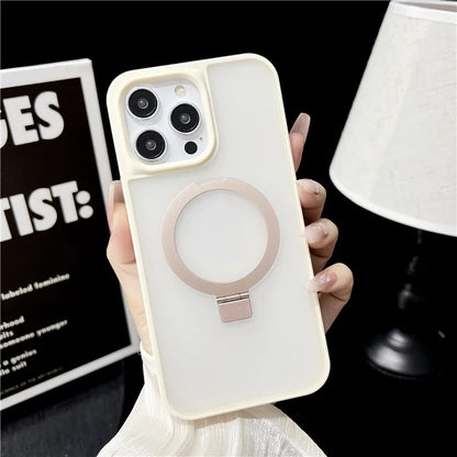 For iPhone 15 Pro Max Case Compatible with MagSafe Skin-Touch TPU+PC Kickstand Phone Cover