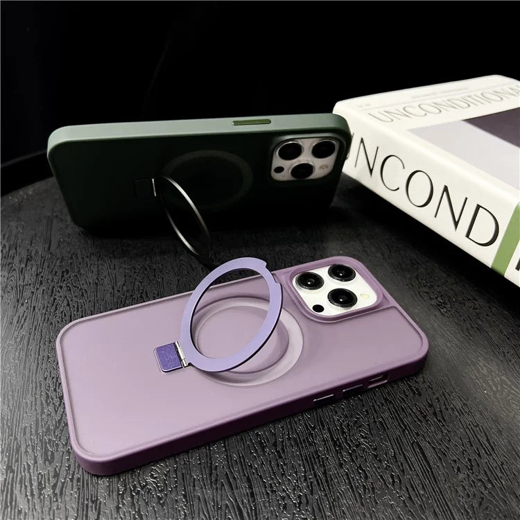 For iPhone 15 Pro Max Case Compatible with MagSafe Skin-Touch TPU+PC Kickstand Phone Cover