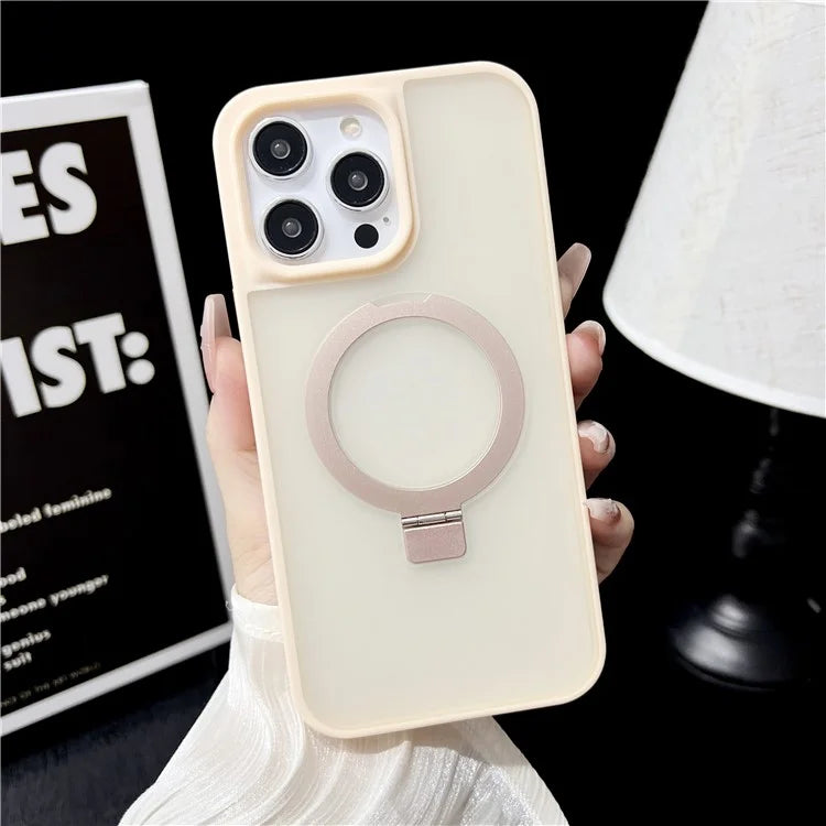For iPhone 15 Pro Max Case Compatible with MagSafe Skin-Touch TPU+PC Kickstand Phone Cover