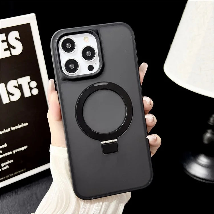For iPhone 15 Pro Max Case Compatible with MagSafe Skin-Touch TPU+PC Kickstand Phone Cover